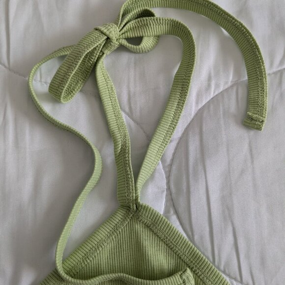 Madewell Rib Halter Tank Top Women's Size XL Honey Dew Cropped Supima Cotton NWT - Picture 10 of 14